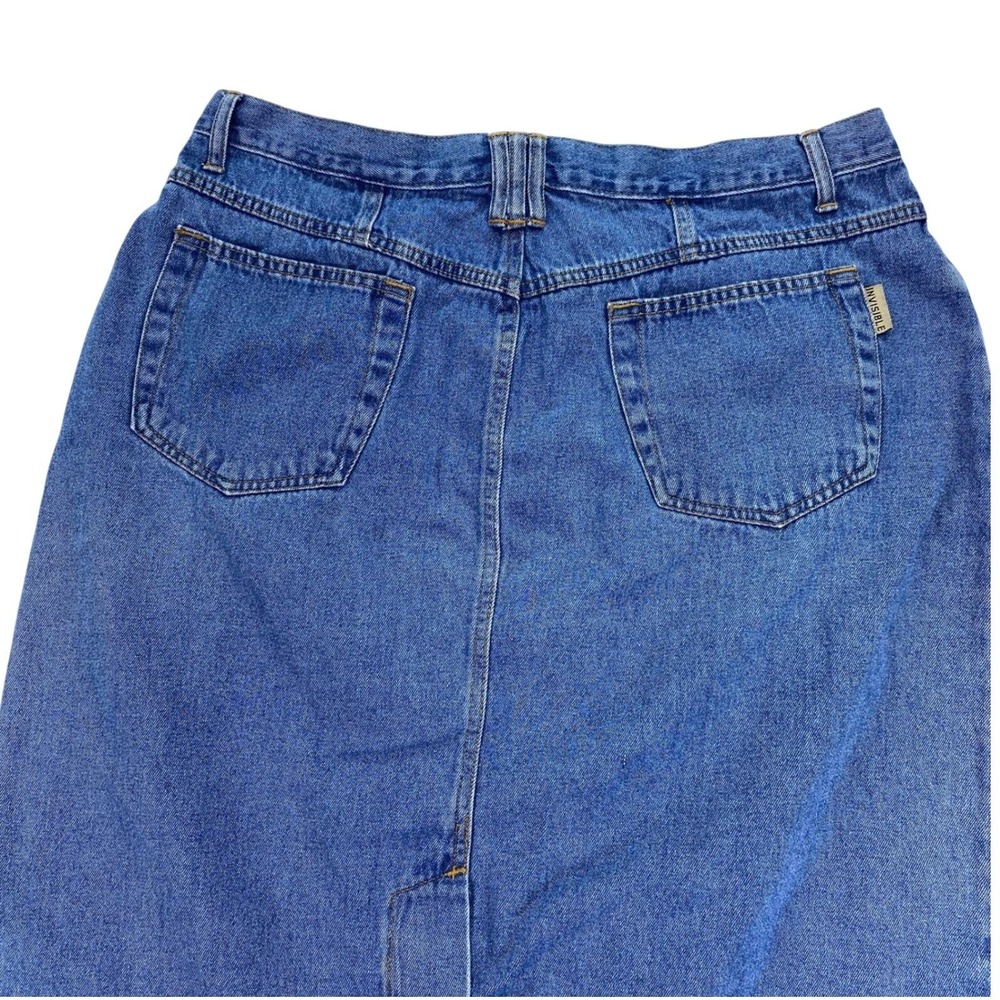 Invisible Denim Midi Skirt Women Sz 20/34 Blue Medium Wash 100% Cotton‎ 5-Pocket